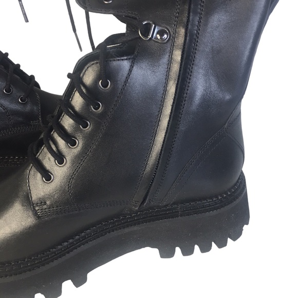 NWOB Free People Miller Black Leather Lace Up Combat Boots size 39/9 - Picture 5 of 10